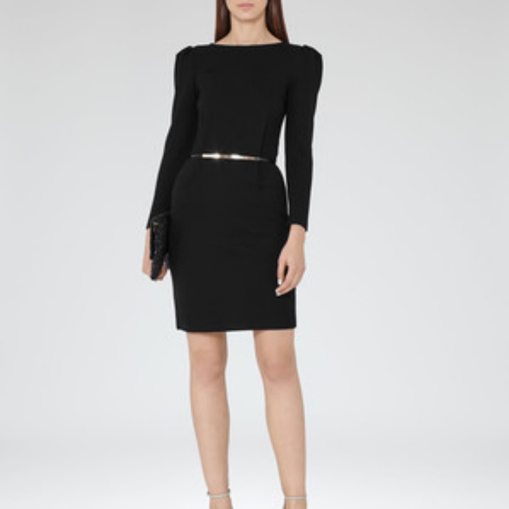 REISS Nessa Puff Sleeve Dress